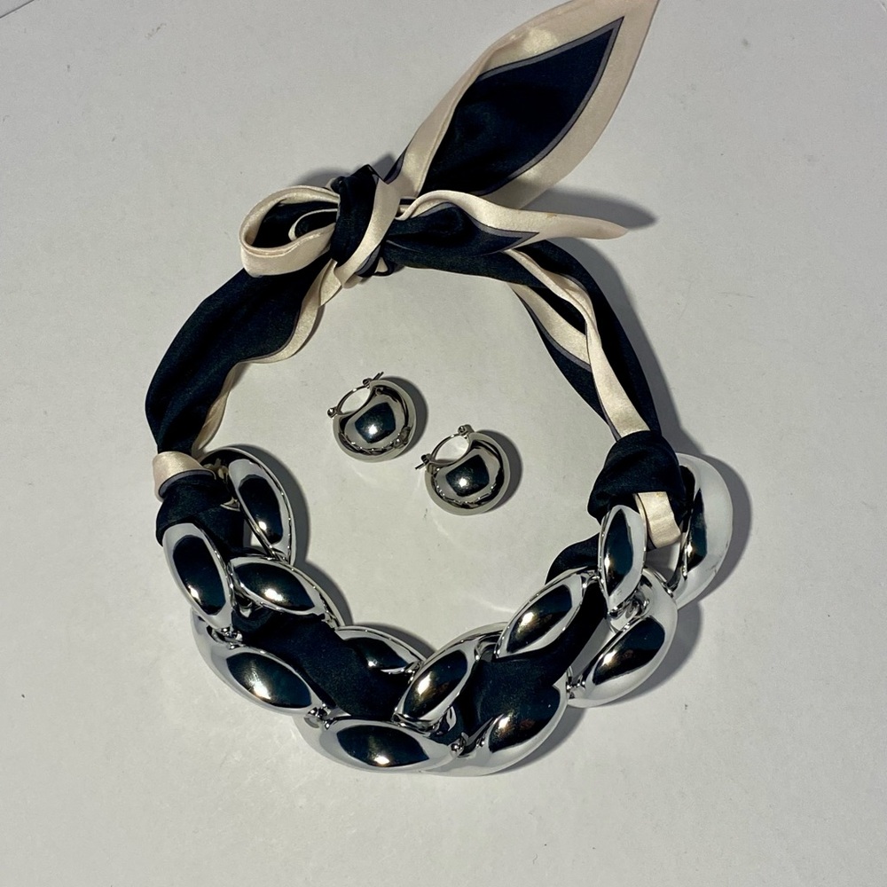 Elegant Black and Silver Women's Accessory Set